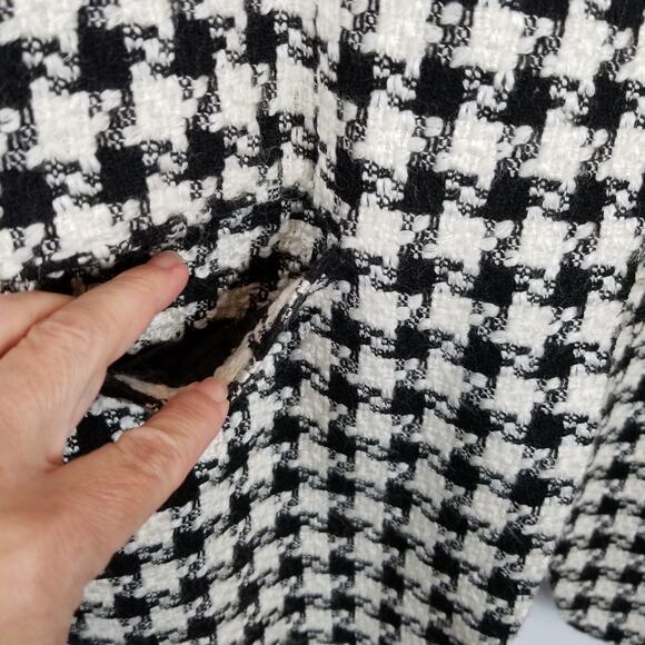 Diane Von Furstenberg Vintage Women's Houndstooth 2 Button Coat Black White 12 - Picture 6 of 8